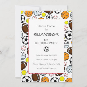 Sports Party Kids Colorful Soccer Fun Invitation