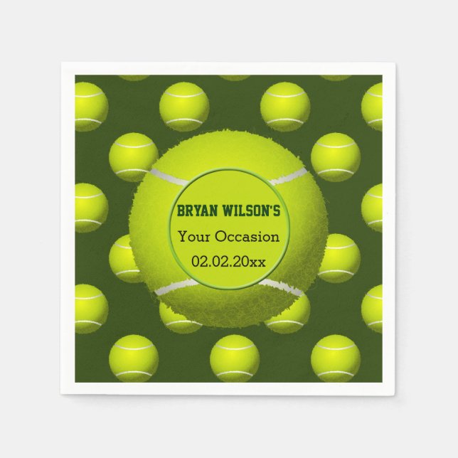 Sports Party Tennis theme Personalized napkins (Front)