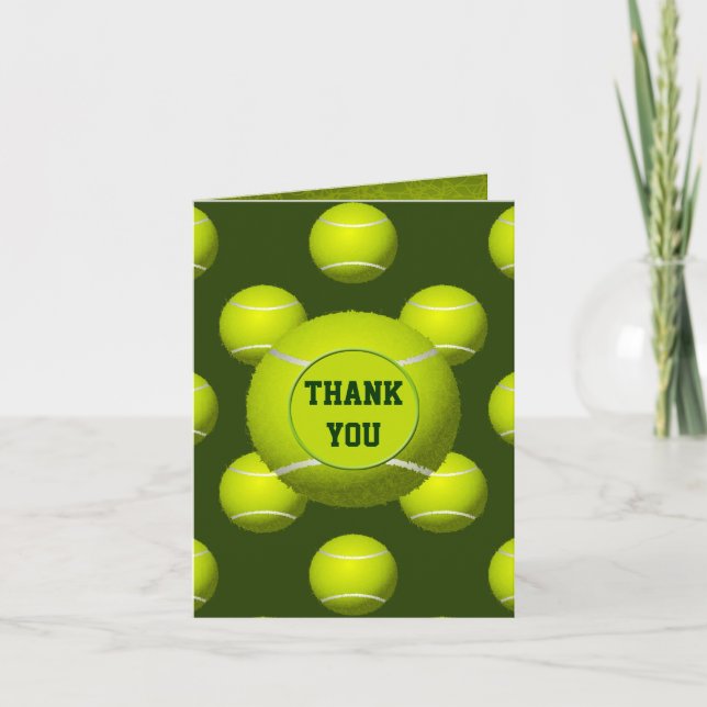 Sports Party Tennis theme Personalized Thank You Card (Front)