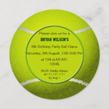 Sports Party Thème de tennis Invitations personnal