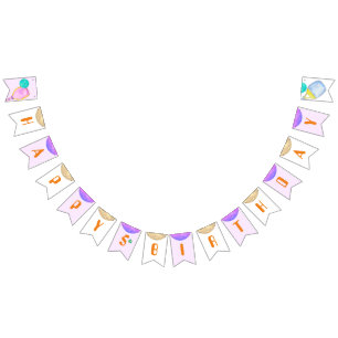 Sports Party Watercolor Pickleball Themed Birthday Bunting Flags