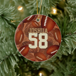 Sports pattern Footballz! his name jersey number Ceramic Ornament