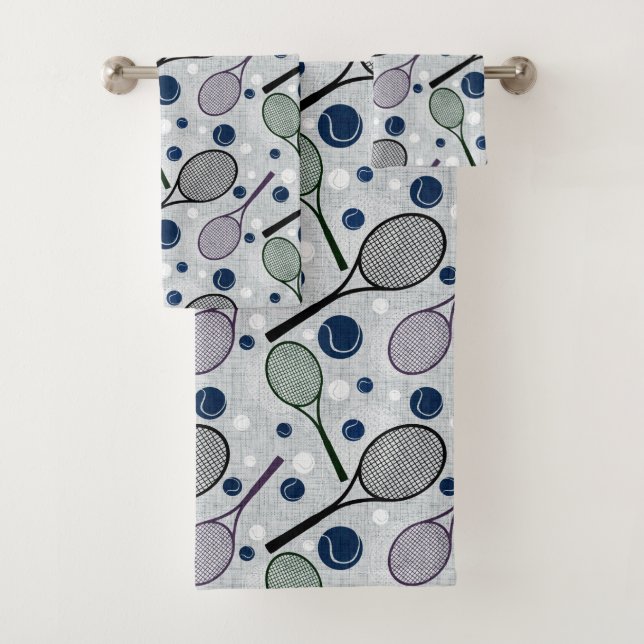 Sports pattern for tennis fans. bath towel set (Insitu)
