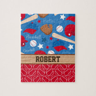 SPORTS Personalize Name Baseball Fan Fun Pattern Jigsaw Puzzle
