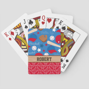 SPORTS Personalize Name Baseball Fan Fun Pattern Playing Cards