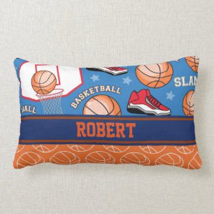 SPORTS Personalize Name Basketball Fan Fun Pattern Lumbar Pillow