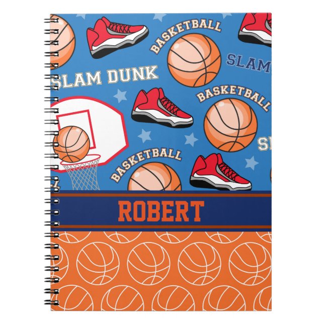 SPORTS Personalized Name Basketball Fan Pattern Notebook (Front)
