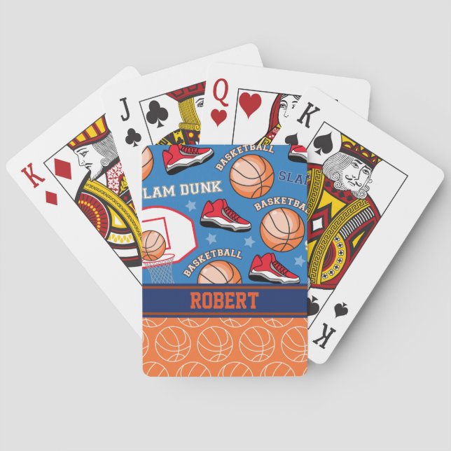 SPORTS Personalized Name Basketball Fan Pattern Playing Cards (Back)