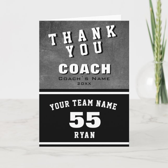 Sports Player Black Chalkboard Thank you Coach (Front)