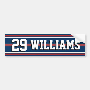 Sports Player Team Name and Number Bumper Sticker