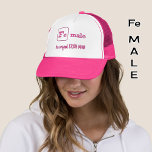 Sports pun female iron element pink trucker hat<br><div class="desc">This is a fun cap for anyone who trains hard,  or just enjoys a sporting pun. The caption includes the element Fe for iron,  so this is also a hat for scientists! A great little gift for a birthday or christmas.</div>