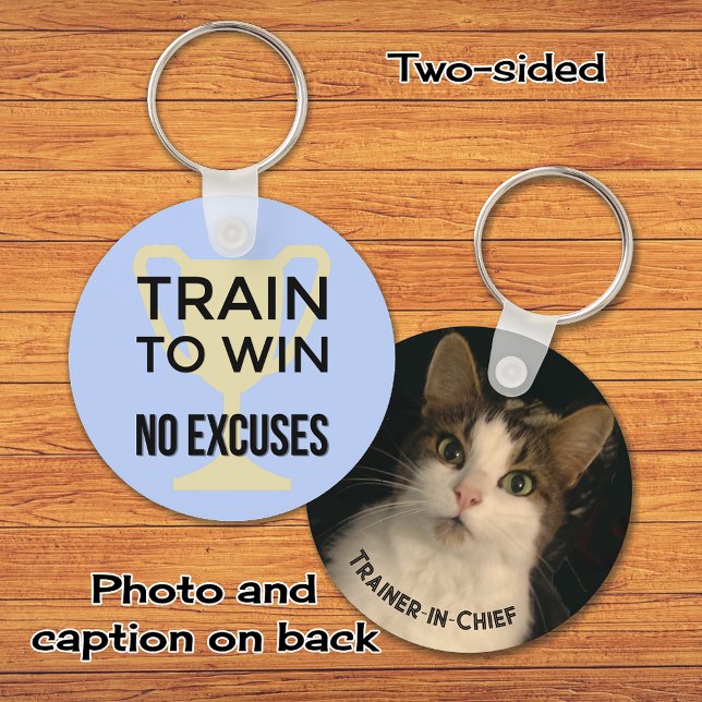 Sports quote photo motivational blue keychain (Creator Uploaded)