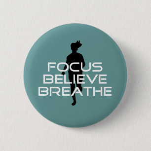 Sports Running Focus Believe Breathe 2 Inch Round Button