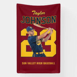 Sports Senior Baseball Player Number Custom Photo Banner