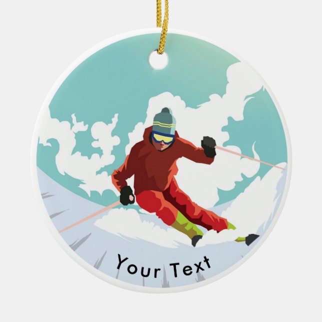 SPORTS Ski Slope Slalom Ceramic Ornament (Front)