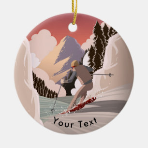SPORTS Skiing Down the Slopes Ceramic Ornament