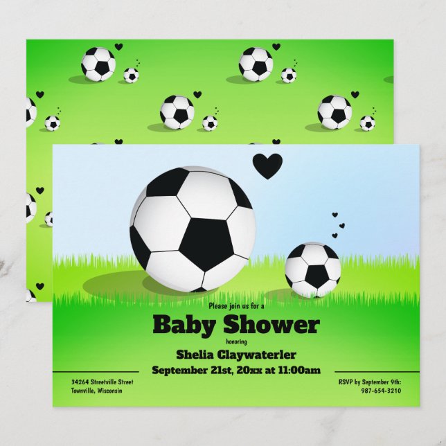 Sports Soccer Baby Shower Invitation (Front/Back)
