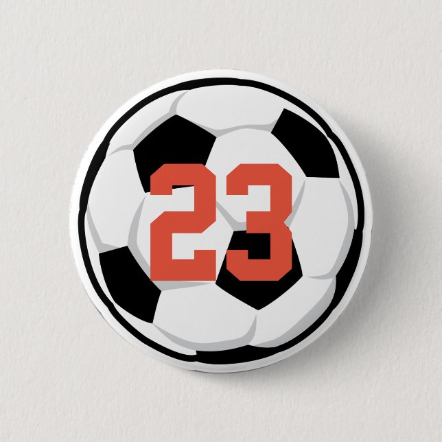 Sports Soccer Ball Player Number Team Spirit Fan 2 Inch Round Button (Front)