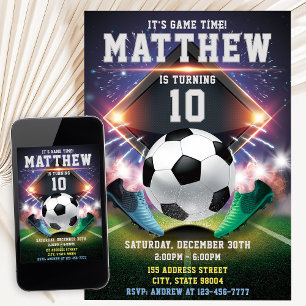 Sports Soccer Party Birthday Invitation