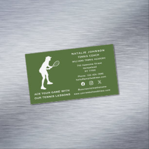 Sports Social Media Tennis Coach Female Instructor Magnetic Business Card