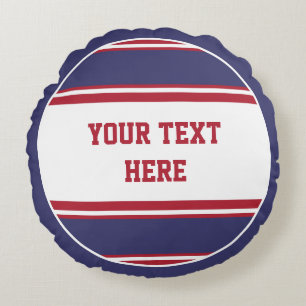 Sports Sripes Button USA / England + your Text Round Pillow