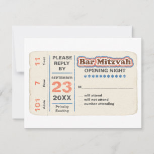 Sports Star Bar Mitzvah RSVP Reply Card Bleu