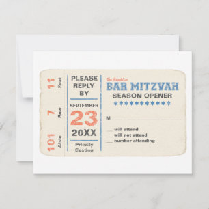 Sports Star Bar Mitzvah RSVP Reply Card Bleu