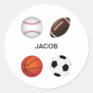 " SPORTS" STICKERS WITH CHILDS NAME.