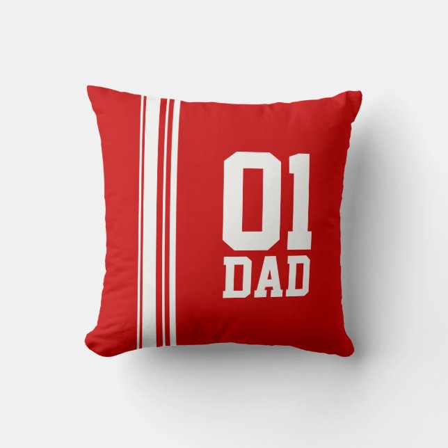 Sports stripe white red 01 Dad pillow (Front)