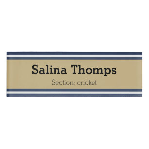 SPORTS STRIPES - blue beige grey + your ideas Name Tag