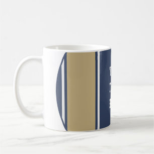 SPORTS STRIPES - Blue Beige Grey + your text Coffee Mug