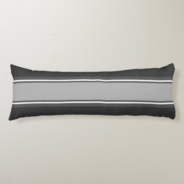 Sports Stripes grey white + your backgr. colour Body Pillow (Front)