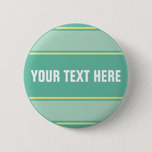 SPORTS STRIPES - Pastel Green Yellow + your text 2 Inch Round Button
