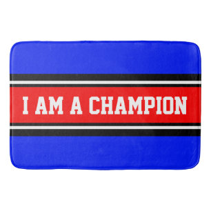 SPORTS STRIPES - Red Black White + your ideas Bath Mat