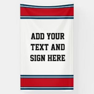 SPORTS STRIPES - Red Blue White + your ideas Banner
