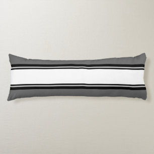 Sports Stripes white black + your backgr. colour Body Pillow