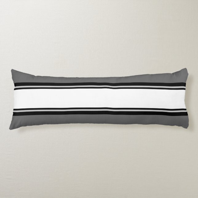 Sports Stripes white black + your backgr. colour Body Pillow