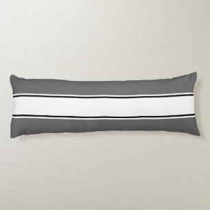 Sports Stripes white black + your backgr. colour Body Pillow