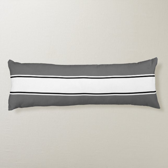 Sports Stripes white black + your backgr. colour Body Pillow (Back)