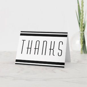 SPORTS STRIPES - White Grey Black + your text Thank You Card