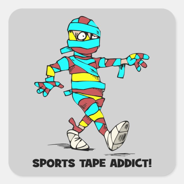 sports tape addict square sticker (Front)