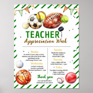 Sports Teacher Appreciation Week Itinerary Poster