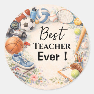 Sports Teacher Thank You Gift End of School Year Classic Round Sticker