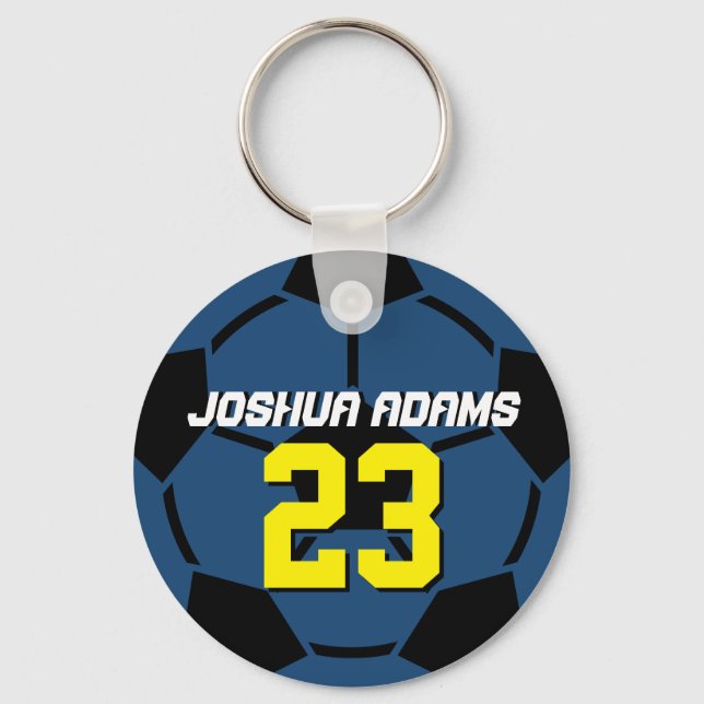 Sports Team Blue Soccer Ball Keychain (Front)