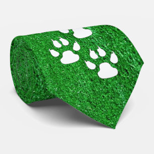 Sports Team Claw Paw Prints On Grass Print Tie