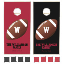 Sports Team Football Black Red Own Name Monogram
