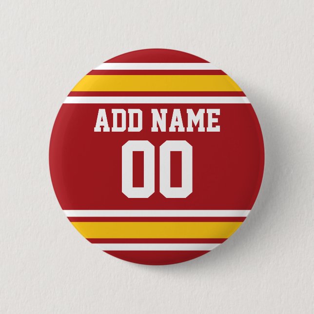 Sports Team Football Jersey Custom Name Number 2 Inch Round Button (Front)