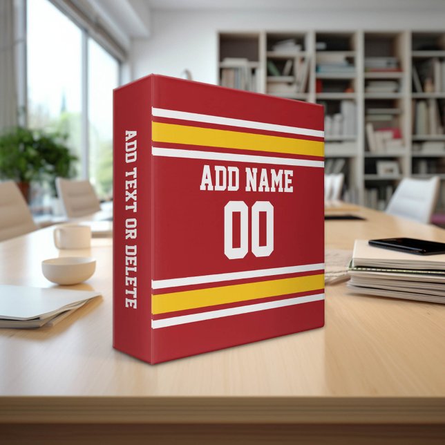 Sports Team Football Jersey Custom Name Number Binder (Custom Sports Theme Binder)
