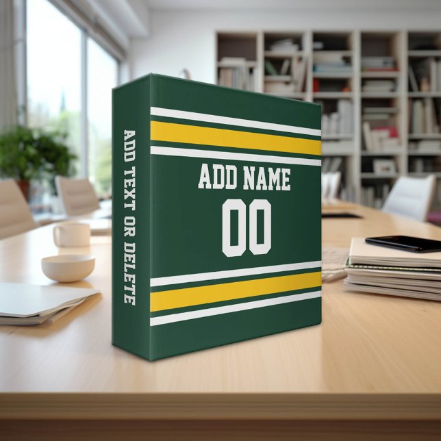 Sports Team Football Jersey Custom Name Number Binder (Custom Sports Theme Binder)