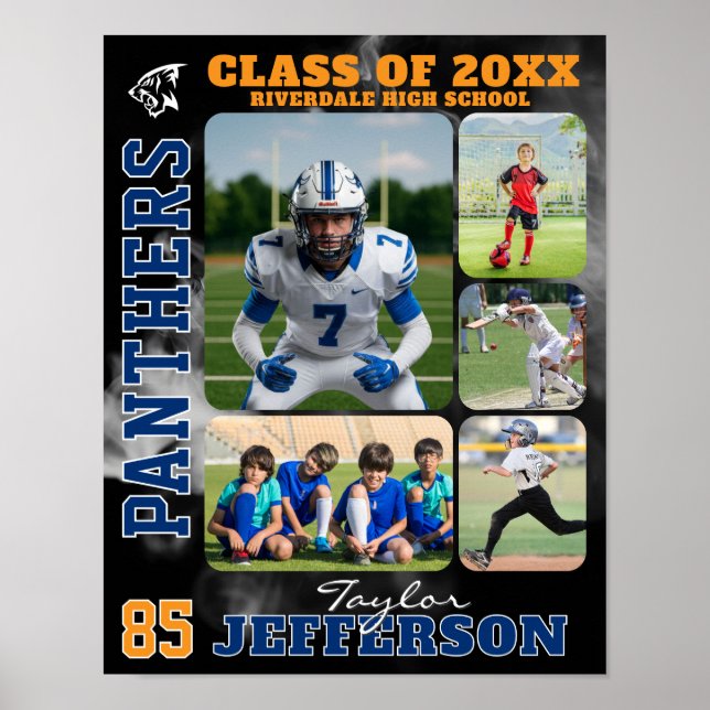 Sports Team High School Senior Picture Collage Poster (Front)